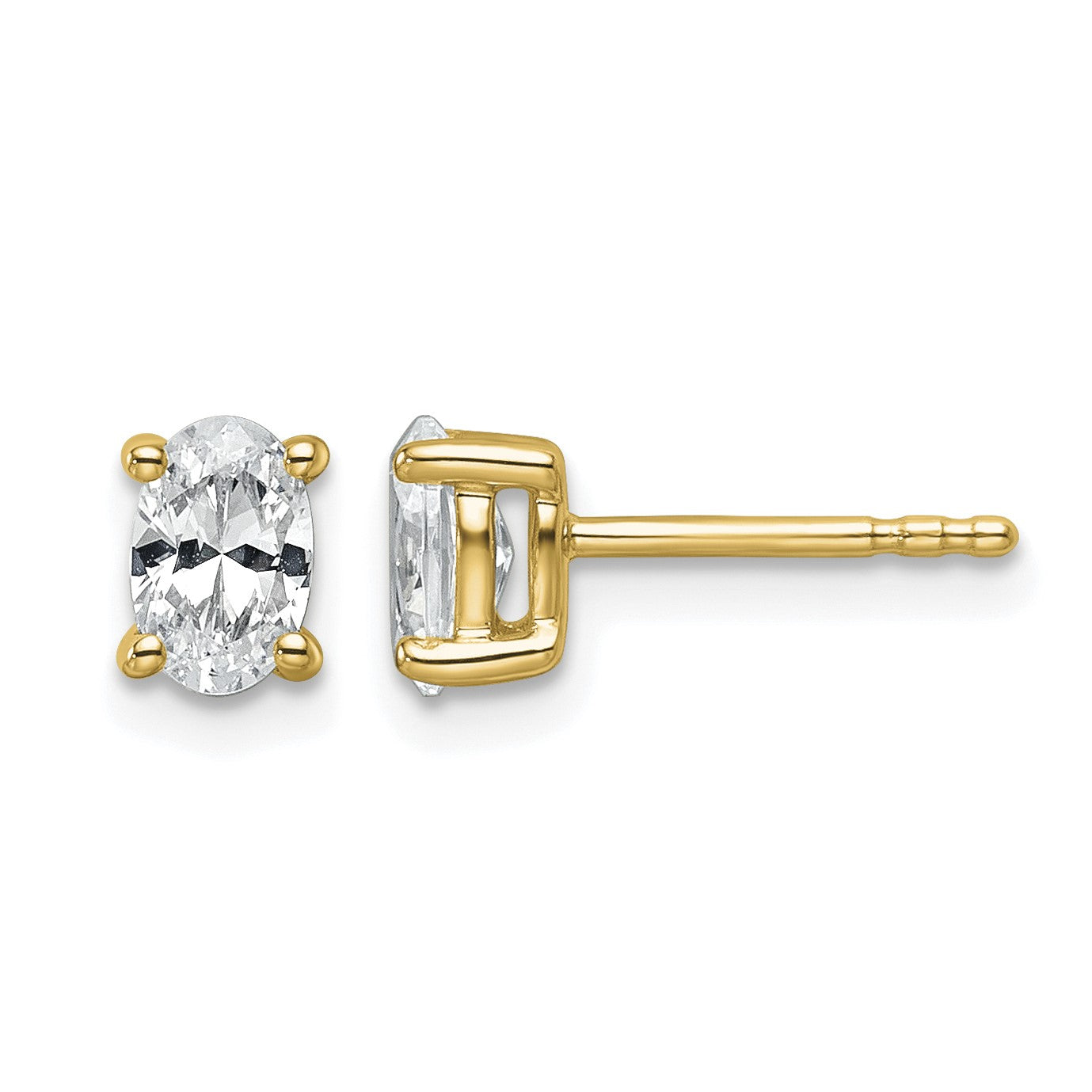 14K Gelbgold 0,75 ct. Zertifizierte im Labor gezüchtete Diamant-Ohrstecker VS/SI+ G+ Oval 4-Krappen-Fassung Schweres Gewicht