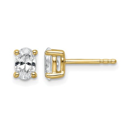 14K Gelbgold 0,75 ct. Zertifizierte im Labor gezüchtete Diamant-Ohrstecker VS/SI+ G+ Oval 4-Krappen-Fassung Schweres Gewicht