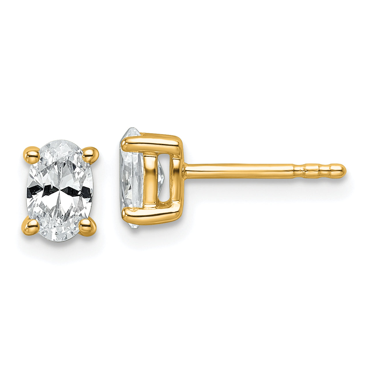 14K Gelbgold 0,75 ct. Zertifizierte im Labor gezüchtete Diamant-Ohrstecker VS/SI+ G+ Oval 4-Krappen-Fassung Schweres Gewicht