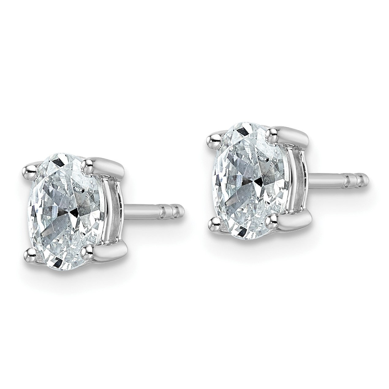 14K Weißgold Ohrstecker mit Laborgezüchteten Diamanten im Ovalschliff, 4-Krappen-Fassung, hohes Gewicht, 1 ct. VS/SI+ G+