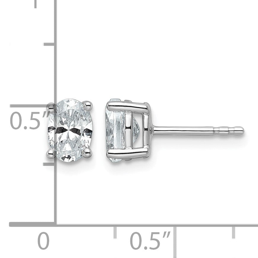 14K Weißgold Ohrstecker mit zertifizierten, im Labor gezüchteten Diamanten im Ovalschliff, 1 ct., VS/SI+ G+, 4-Krappen-Fassung, hohes Gewicht