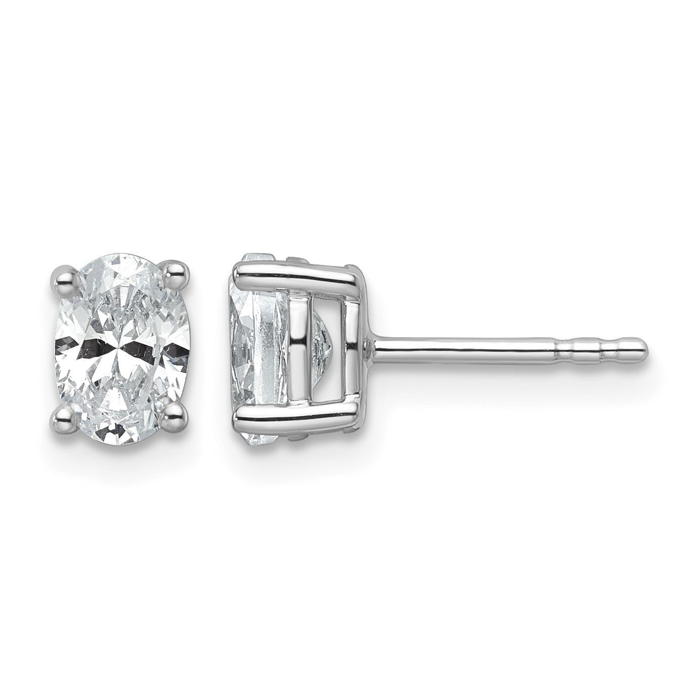 14K Weißgold Ohrstecker mit Laborgezüchteten Diamanten im Ovalschliff, 4-Krappen-Fassung, hohes Gewicht, 1 ct. VS/SI+ G+