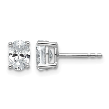 14K Weißgold Ohrstecker mit Laborgezüchteten Diamanten im Ovalschliff, 4-Krappen-Fassung, hohes Gewicht, 1 ct. VS/SI+ G+