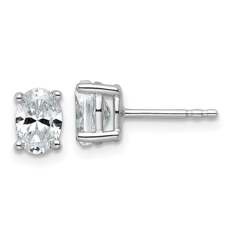 14K Weißgold Ohrstecker mit zertifizierten, im Labor gezüchteten Diamanten im Ovalschliff, 1 ct., VS/SI+ G+, 4-Krappen-Fassung, hohes Gewicht
