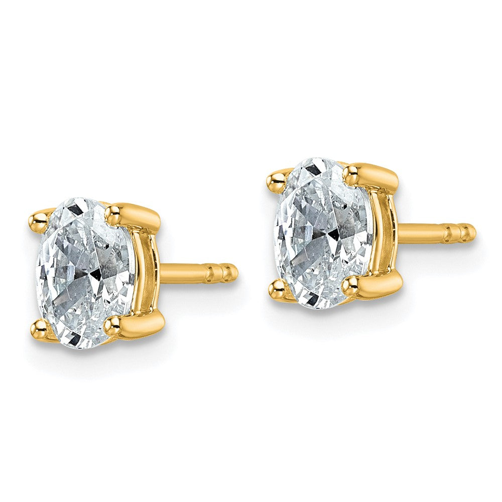 14K Gelbgold 1 ct. Zertifizierte Laborgezüchtete Diamant VS/SI+ G+ Oval 4-Krappen Hohes Gewicht Ohrstecker