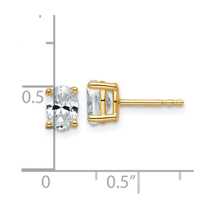 14K Gelbgold Ohrstecker mit 1 ct. im Labor gezüchteten Diamanten, VS/SI+ G+, Oval, 4-Krappen-Fassung, hohes Gewicht