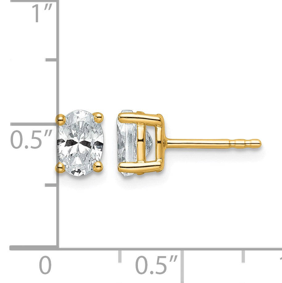 14K Gelbgold 1 ct. Zertifizierte Laborgezüchtete Diamant VS/SI+ G+ Oval 4-Krappen Hohes Gewicht Ohrstecker