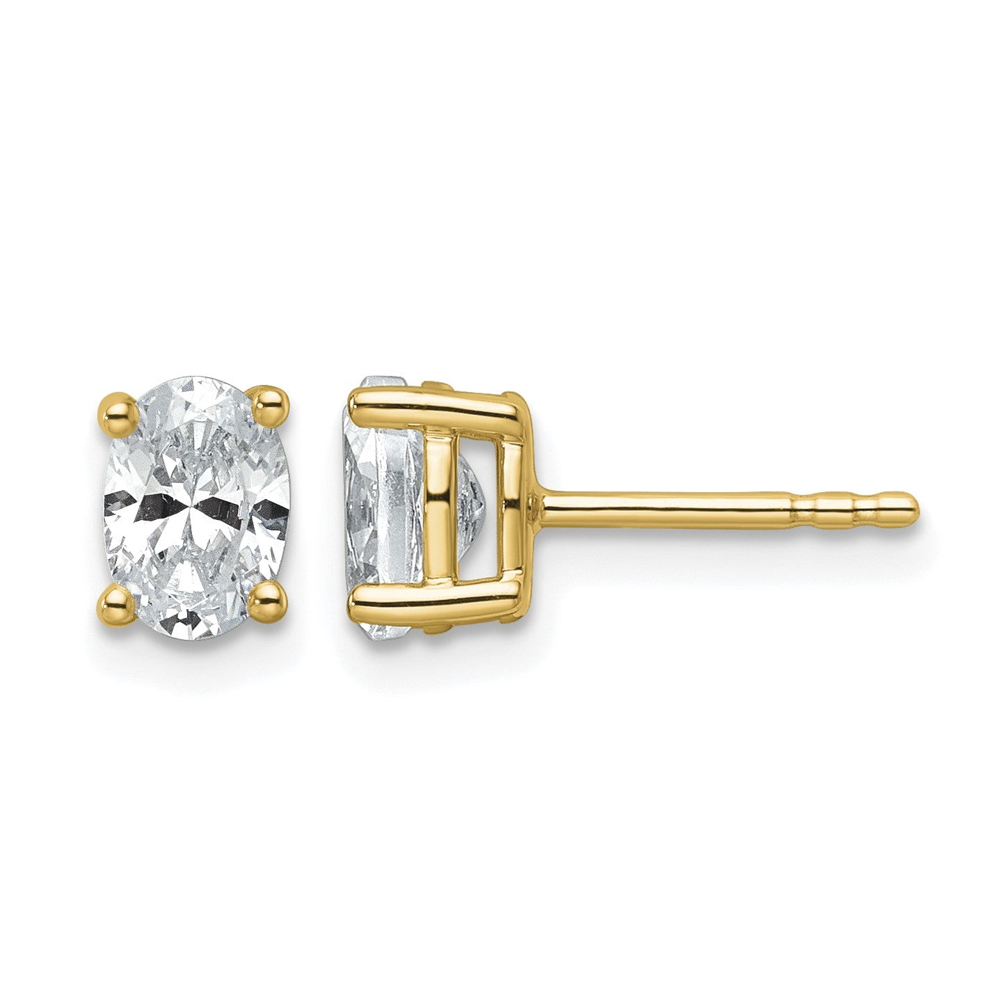 14K Gelbgold 1 Karat Zertifiziert Im Labor Gezüchtet Diamant Vs+ F+ Komplett Oval Vierkrappen Ohrstecker