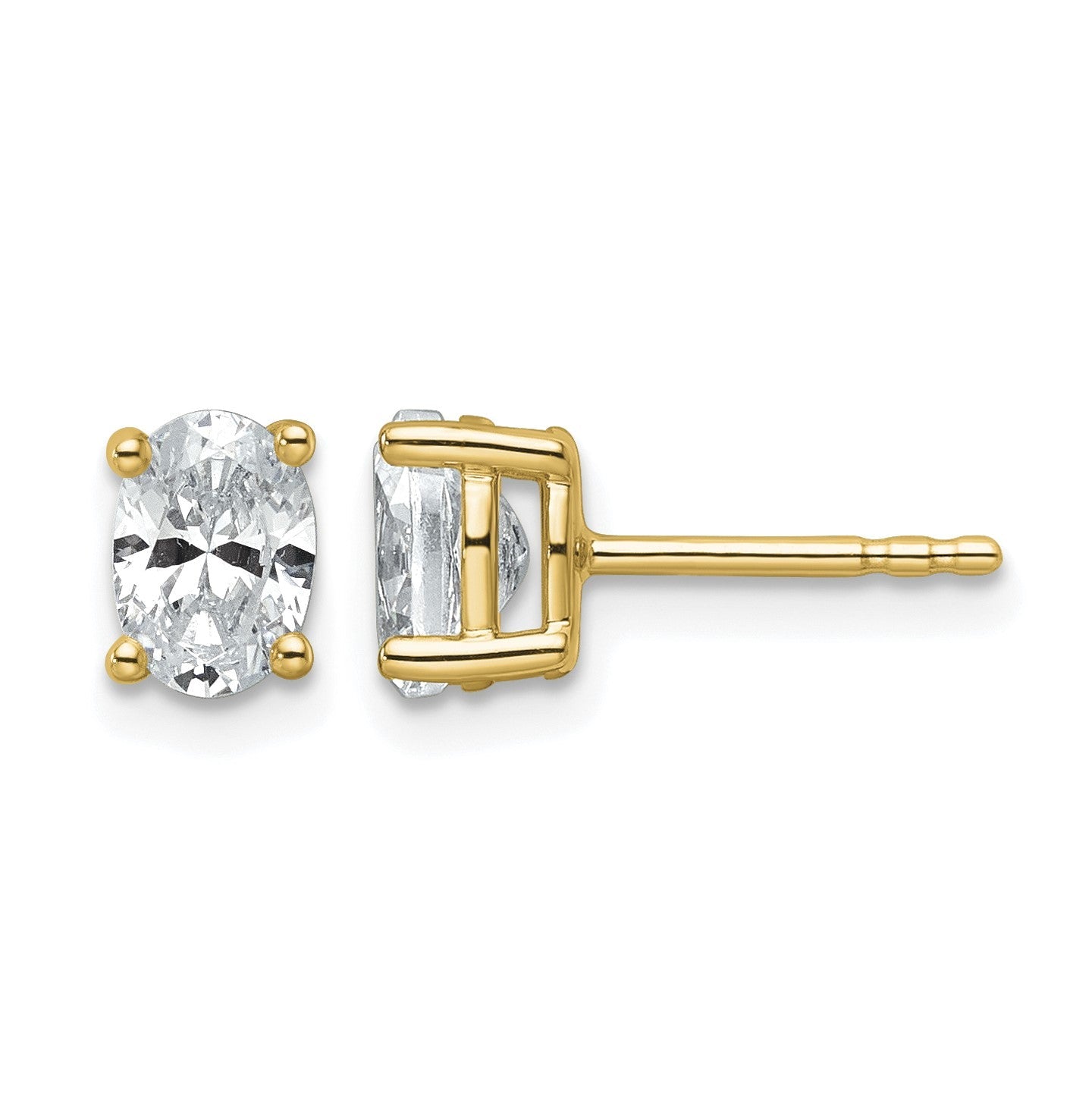 14K Gelbgold 1 ct. Zertifizierte Laborgezüchtete Diamant VS/SI+ G+ Oval 4-Krappen Hohes Gewicht Ohrstecker