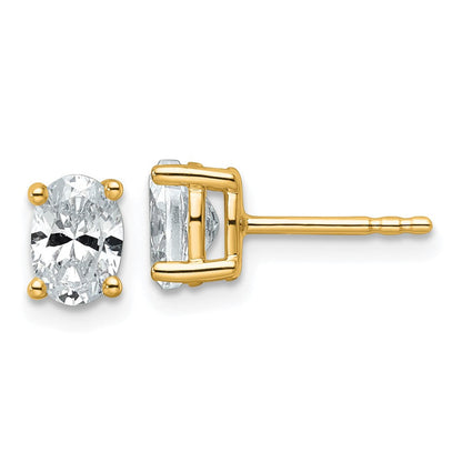 14K Gelbgold 1 ct. Zertifizierte Laborgezüchtete Diamant VS/SI+ G+ Oval 4-Krappen Hohes Gewicht Ohrstecker