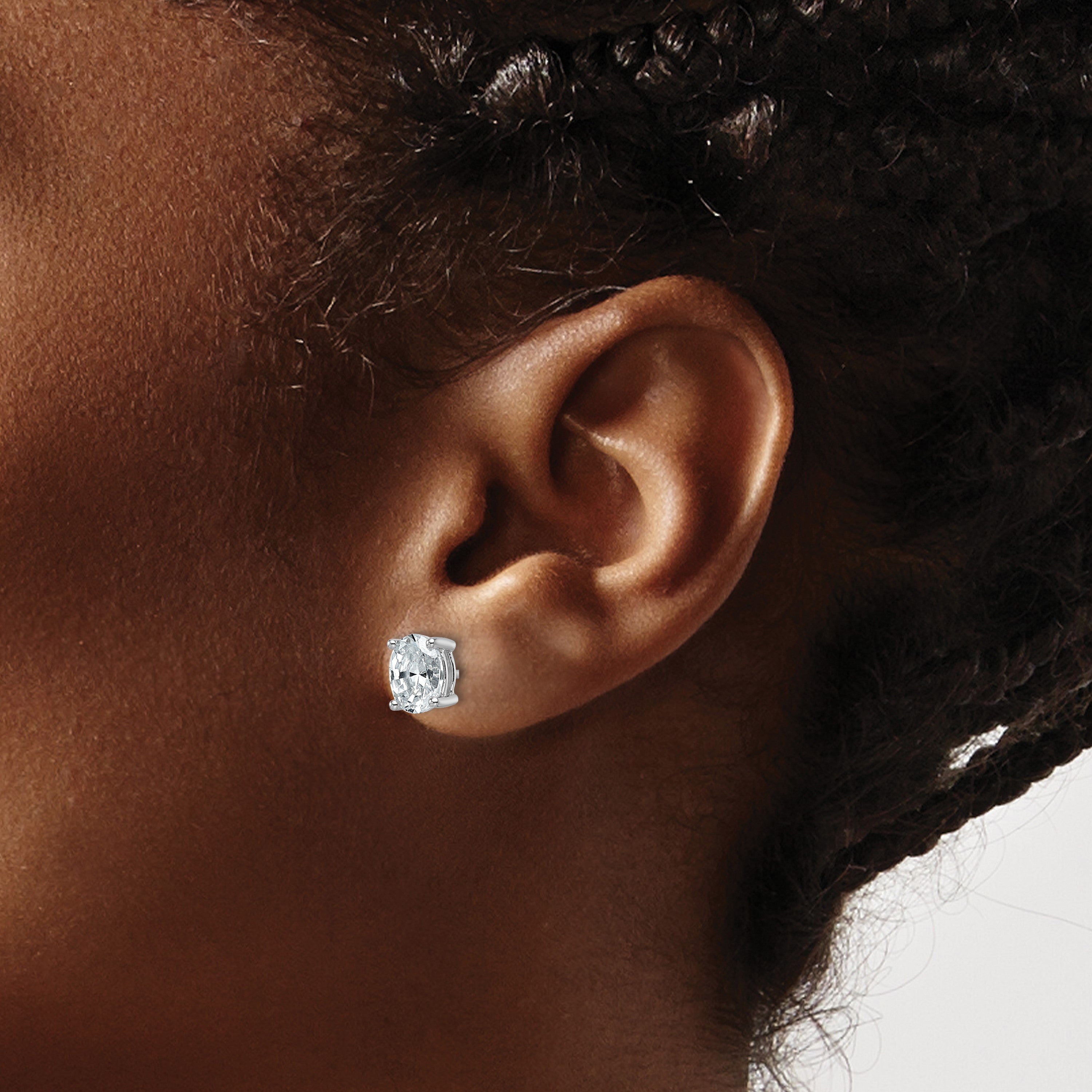 14K Weißgold Ohrstecker mit 1,5 ct. im Gesamtgewicht Labor-gezüchteten Diamanten VS/SI+ G+ im Ovalschliff, 4-Krappen-Fassung, hohes Gewicht