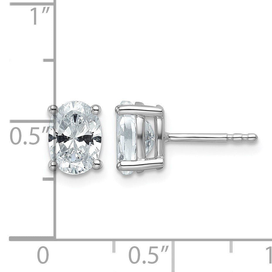 14K Weißgold Ohrstecker mit 1,5 ct. im Gesamtgewicht Labor-gezüchteten Diamanten VS/SI+ G+ im Ovalschliff, 4-Krappen-Fassung, hohes Gewicht