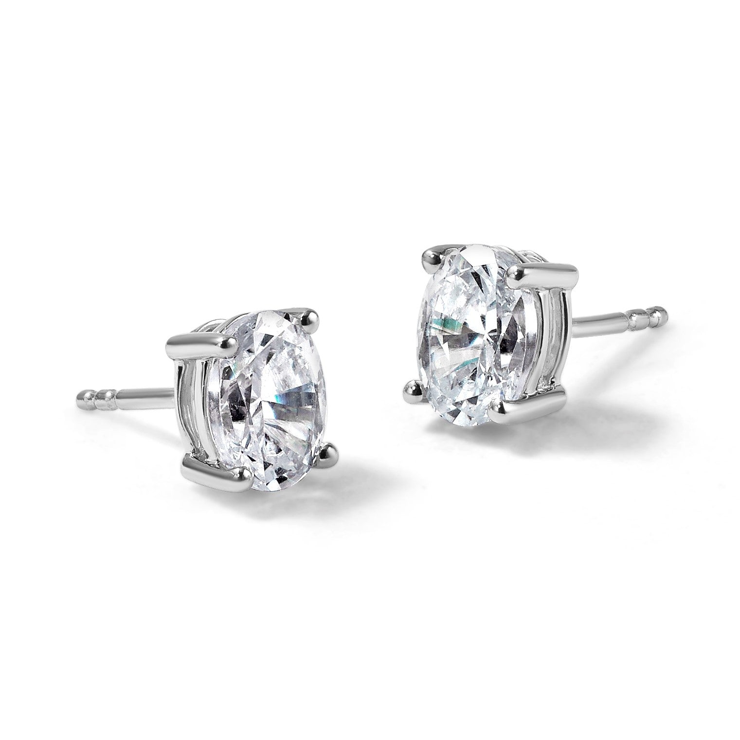 14K Weißgold Ohrstecker mit 1,5 ct. im Gesamtgewicht Labor-gezüchteten Diamanten VS/SI+ G+ im Ovalschliff, 4-Krappen-Fassung, hohes Gewicht