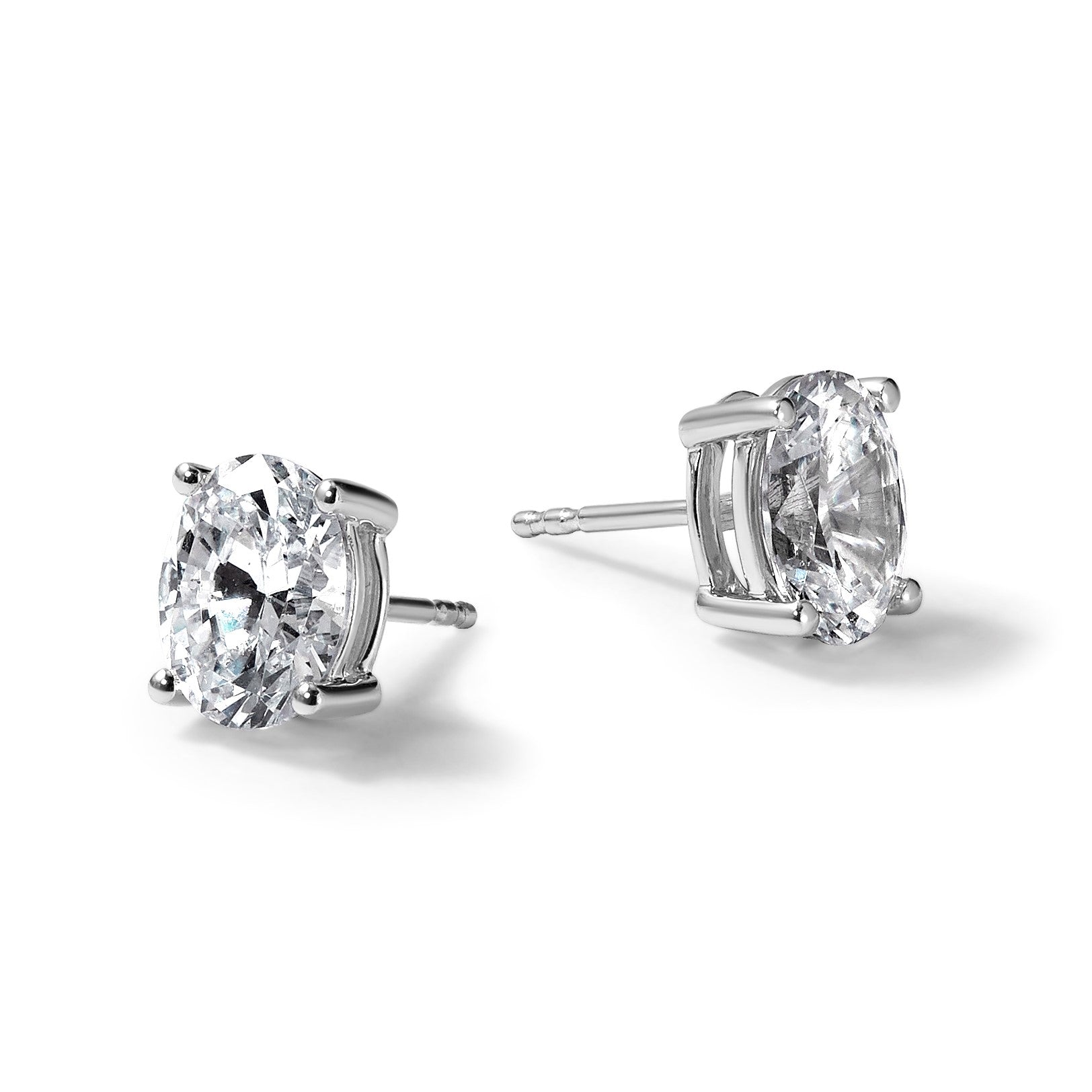 14K Weißgold Ohrstecker mit 1,5 ct. im Gesamtgewicht Labor-gezüchteten Diamanten VS/SI+ G+ im Ovalschliff, 4-Krappen-Fassung, hohes Gewicht