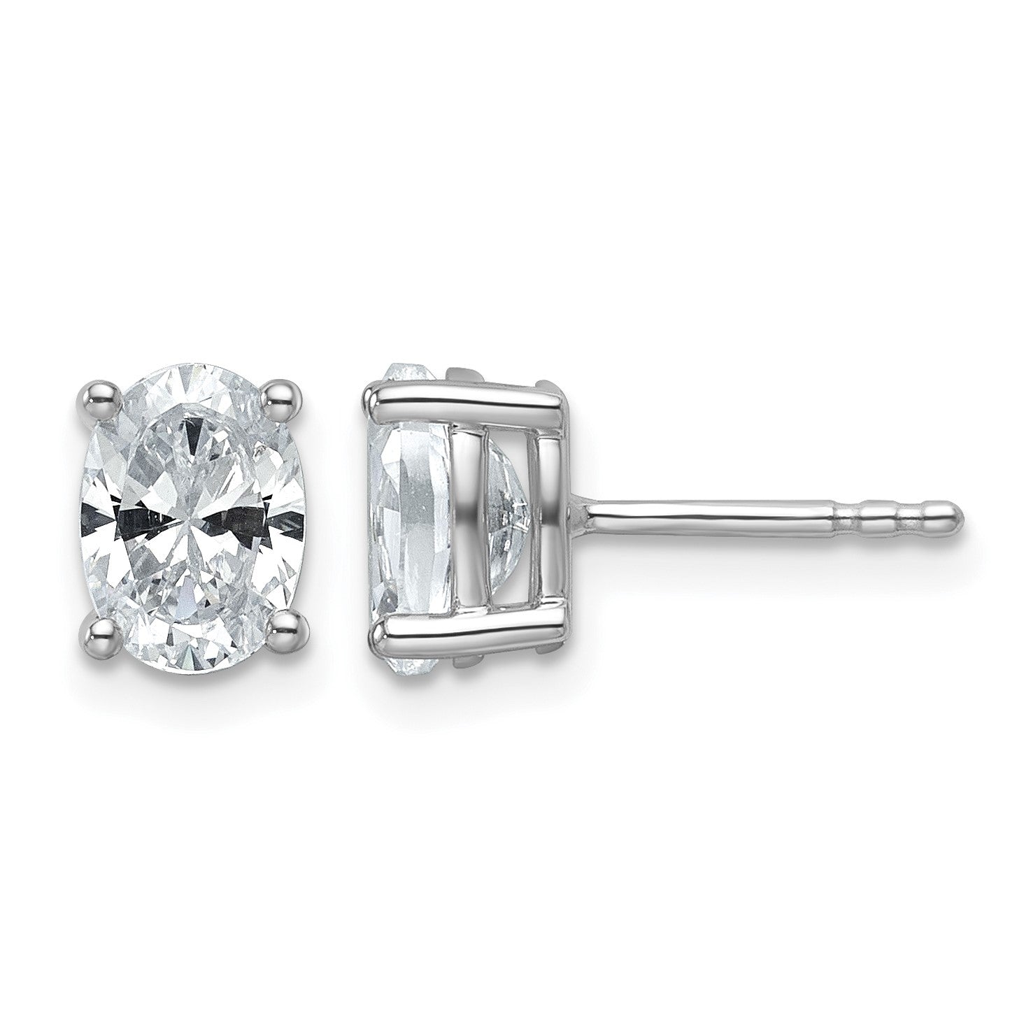 14K Weißgold Ohrstecker mit 1,5 ct. im Gesamtgewicht Labor-gezüchteten Diamanten VS/SI+ G+ im Ovalschliff, 4-Krappen-Fassung, hohes Gewicht