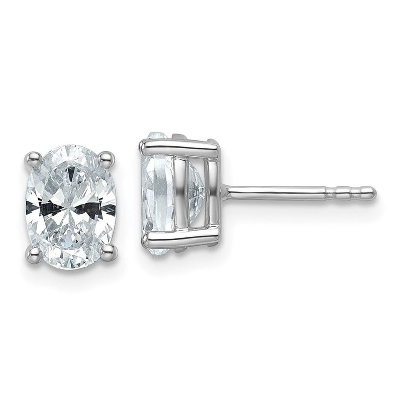 14K Weißgold Ohrstecker mit 1,5 ct. im Gesamtgewicht Labor-gezüchteten Diamanten VS/SI+ G+ im Ovalschliff, 4-Krappen-Fassung, hohes Gewicht