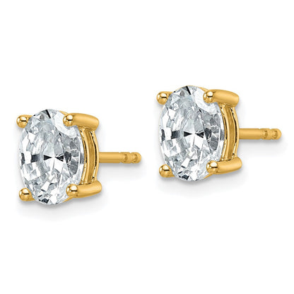 14K Gelbgold Laborgezüchtete Diamant-Ohrstecker, Oval, 4-Krappen-Fassung, Schweres Gewicht, 1,5 ct., VS/SI+ G+