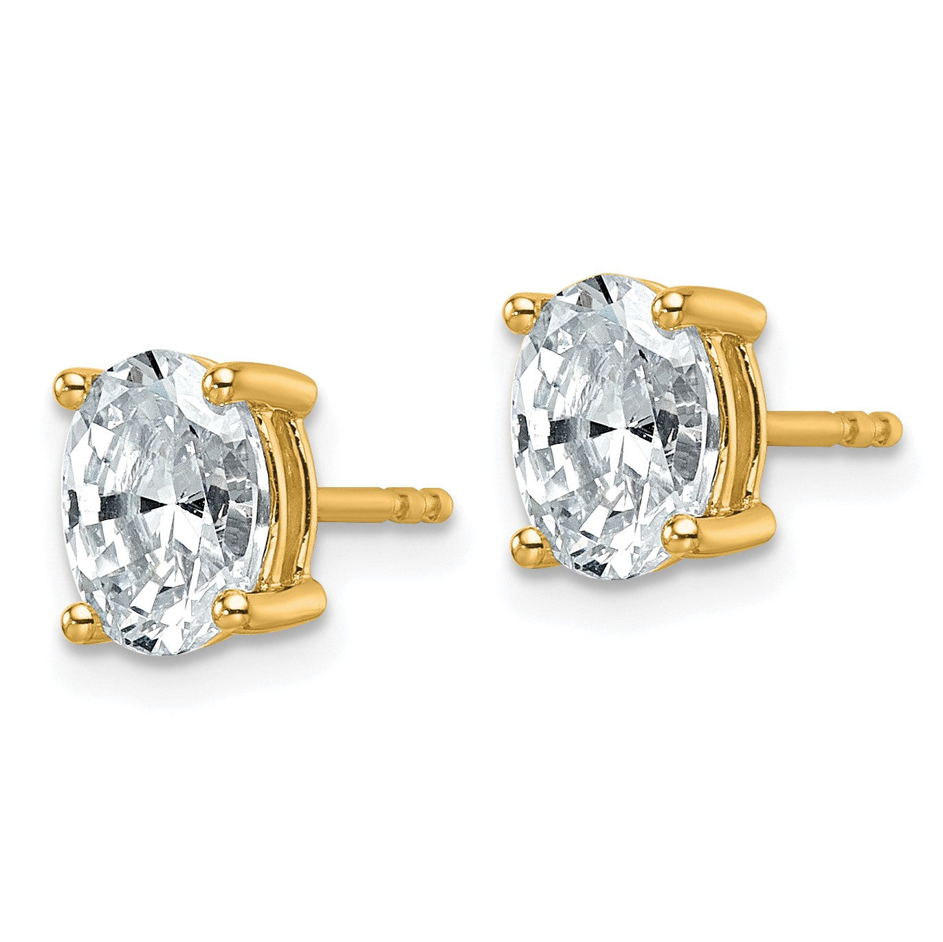 14K Gelbgold Ohrstecker mit 1,5 ct. zertifizierten, im Labor gezüchteten Diamanten, VS/SI+, G+, Oval, 4-Krappen-Fassung, Hohes Gewicht