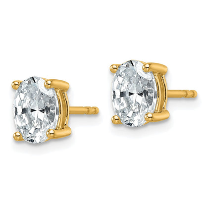 14K Gelbgold Ohrstecker mit 1,5 ct. zertifizierten, im Labor gezüchteten Diamanten, VS/SI+, G+, Oval, 4-Krappen-Fassung, Hohes Gewicht