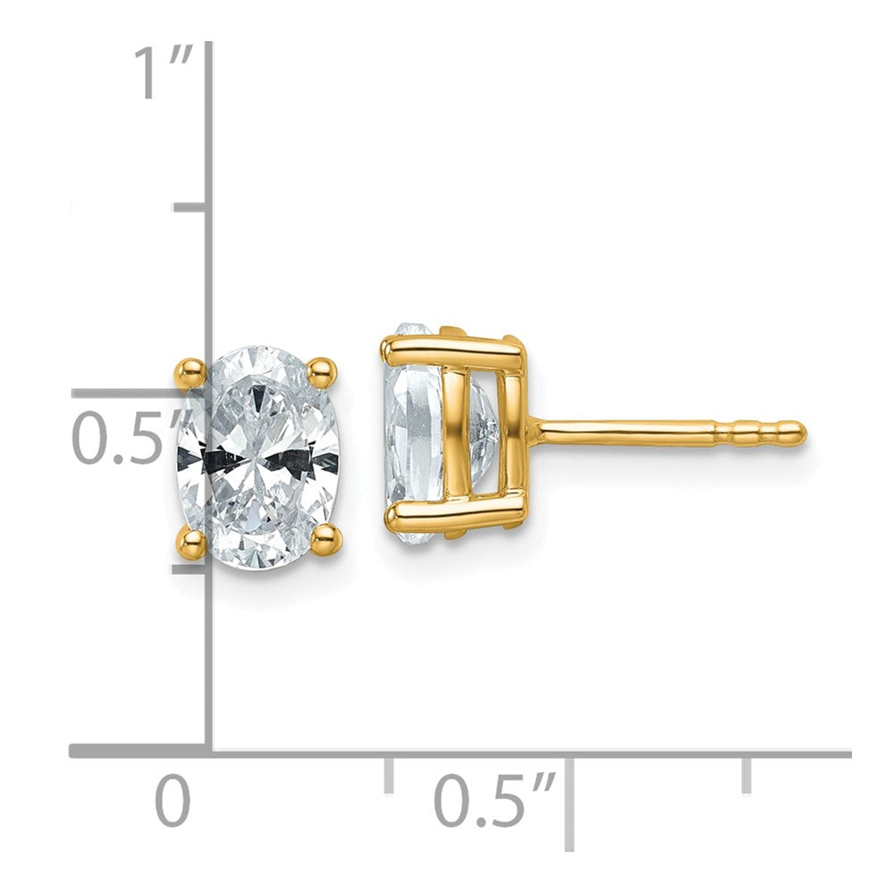 14K Gelbgold Laborgezüchtete Diamant-Ohrstecker, Oval, 4-Krappen-Fassung, Schweres Gewicht, 1,5 ct., VS/SI+ G+