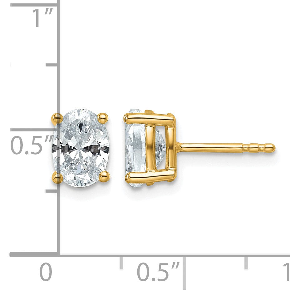 14K Gelbgold Ohrstecker mit 1,5 ct. zertifizierten, im Labor gezüchteten Diamanten, VS/SI+, G+, Oval, 4-Krappen-Fassung, Hohes Gewicht
