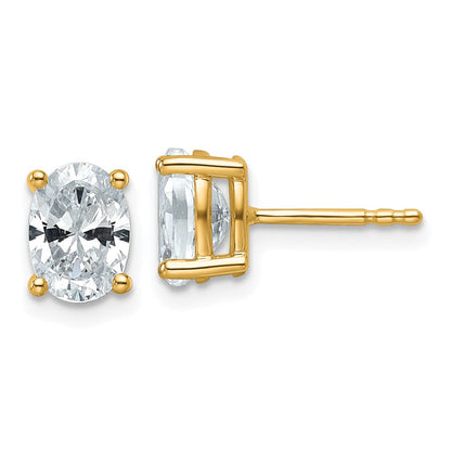 14K Gelbgold Laborgezüchtete Diamant-Ohrstecker, Oval, 4-Krappen-Fassung, Schweres Gewicht, 1,5 ct., VS/SI+ G+