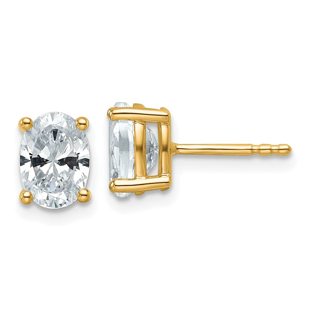 14K Gelbgold Ohrstecker mit 1,5 ct. zertifizierten, im Labor gezüchteten Diamanten, VS/SI+, G+, Oval, 4-Krappen-Fassung, Hohes Gewicht