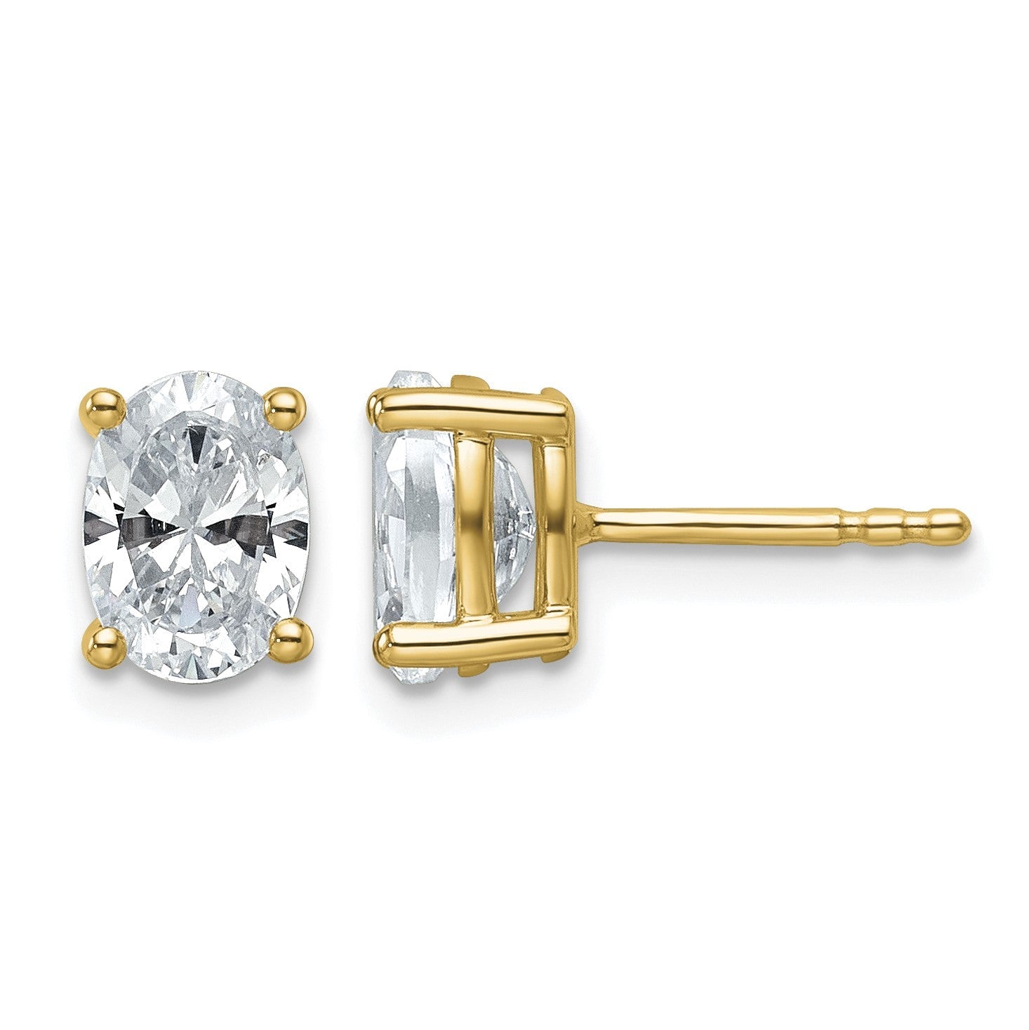 14K Gelbgold Ohrstecker mit 1,5 ct. zertifizierten, im Labor gezüchteten Diamanten, VS/SI+, G+, Oval, 4-Krappen-Fassung, Hohes Gewicht