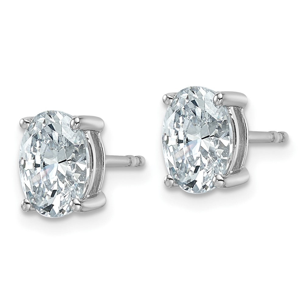14K Weißgold Laborgezüchtete Diamant-Ohrstecker, 2 ct., VS/SI+ G+, Oval, 4-Krappen-Fassung, Hohes Gewicht