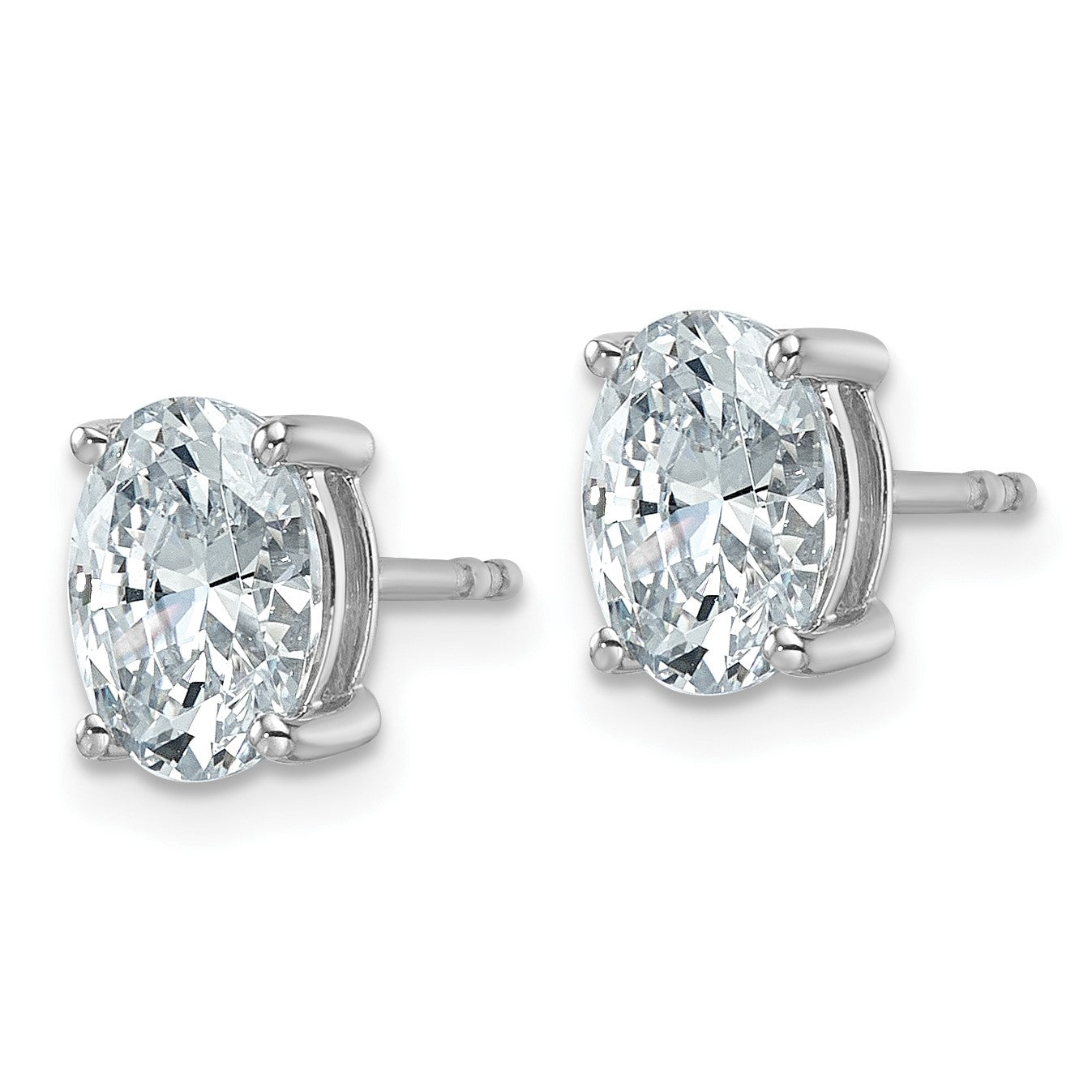 14K Weißgold Ohrstecker mit 2 ct. zertifizierten, im Labor gezüchteten Diamanten, VS/SI+ G+, Oval, 4-Krappenfassung, Schwergewicht