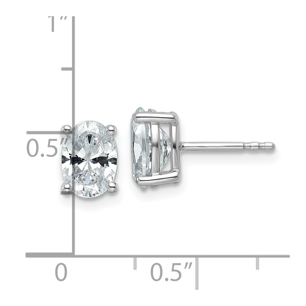 14K Weißgold Laborgezüchtete Diamant-Ohrstecker, 2 ct., VS/SI+ G+, Oval, 4-Krappen-Fassung, Hohes Gewicht