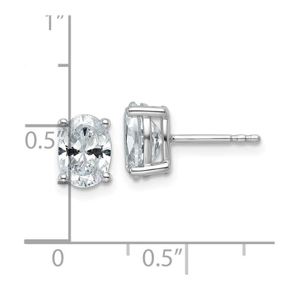 14K Weißgold Laborgezüchtete Diamant-Ohrstecker, 2 ct., VS/SI+ G+, Oval, 4-Krappen-Fassung, Hohes Gewicht
