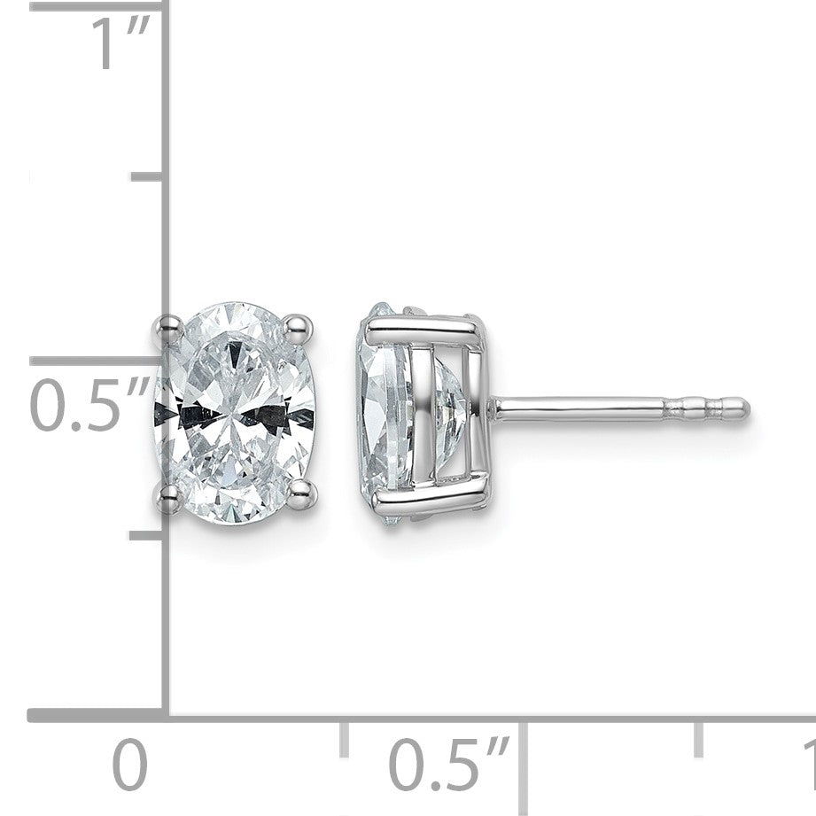 14K Weißgold Ohrstecker mit 2 ct. zertifizierten, im Labor gezüchteten Diamanten, VS/SI+ G+, Oval, 4-Krappenfassung, Schwergewicht
