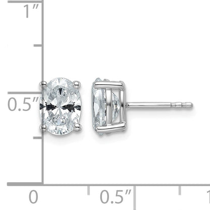 14K Weißgold Ohrstecker mit 2 ct. zertifizierten, im Labor gezüchteten Diamanten, VS/SI+ G+, Oval, 4-Krappenfassung, Schwergewicht