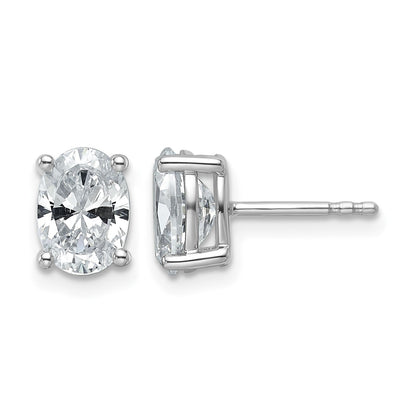 14K Weißgold Ohrstecker mit 2 ct. zertifizierten, im Labor gezüchteten Diamanten, VS/SI+ G+, Oval, 4-Krappenfassung, Schwergewicht