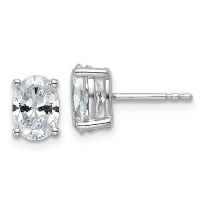 14K Weißgold Ohrstecker mit 2 ct. zertifizierten, im Labor gezüchteten Diamanten, VS/SI+ G+, Oval, 4-Krappenfassung, Schwergewicht