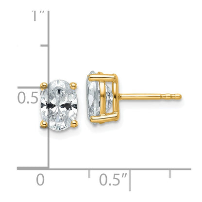 14K Gelbgold Ohrstecker mit 2 ct. im 4-Krappen-Zackenbesatz gefassten laborgezüchteten Diamanten im Ovalschliff, VS/SI+ G+, hohes Gewicht