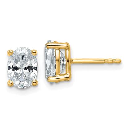 14K Gelbgold Ohrstecker mit 2 ct. im 4-Krappen-Zackenbesatz gefassten laborgezüchteten Diamanten im Ovalschliff, VS/SI+ G+, hohes Gewicht