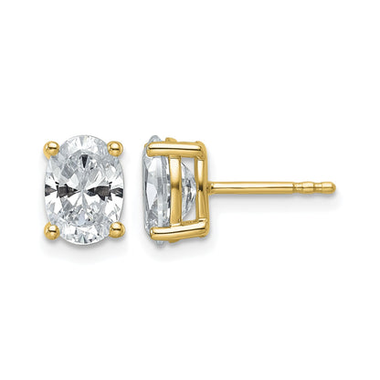 14K Gelbgold Ohrstecker mit 2 ct. zertifizierten, im Labor gezüchteten Diamanten, VS/SI+ G+, Oval, 4-Krappen-Fassung, Schweres Gewicht