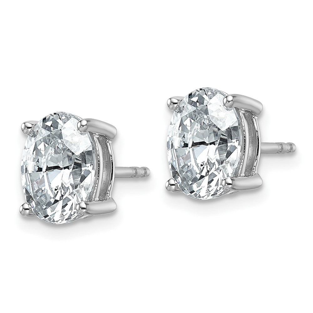 14K Weißgold Ohrstecker mit 3 ct. zertifiziertem Labor-Diamant, oval, Solitär, VS/SI+ G+