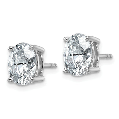 14K Weißgold Ohrstecker mit 3 ct. zertifiziertem Labor-Diamant, oval, Solitär, VS/SI+ G+