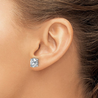14K Weißgold Ohrstecker mit 3 ct. zertifiziertem Labor-Diamant, oval, Solitär, VS/SI+ G+