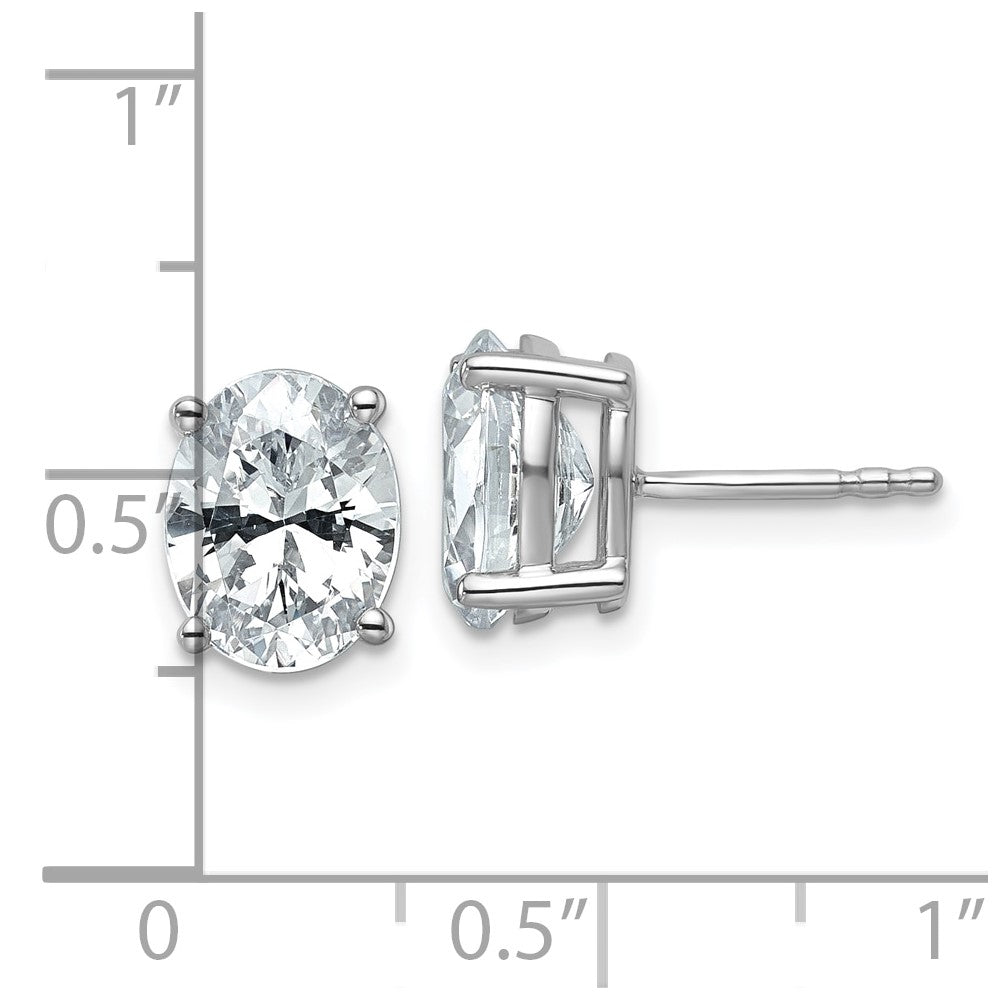 14K Weißgold Ohrstecker mit 3 ct. zertifiziertem Labor-Diamant, oval, Solitär, VS/SI+ G+