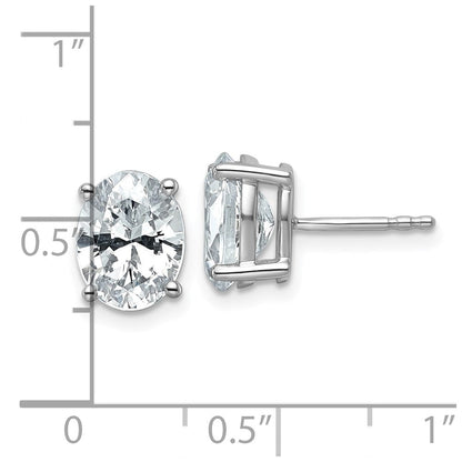 14K Weißgold Ohrstecker mit 3 ct. zertifiziertem Labor-Diamant, oval, Solitär, VS/SI+ G+