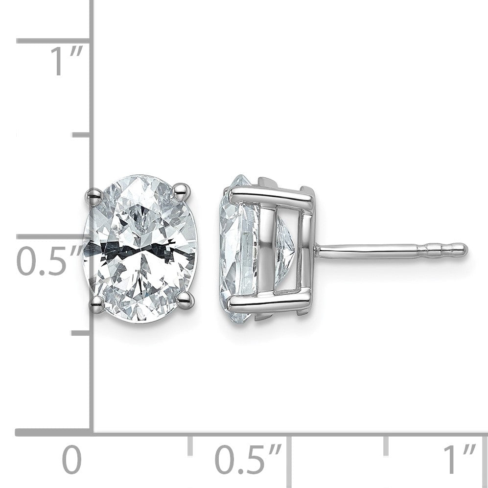 14K Weißgold Ohrstecker mit 3 ct. zertifiziertem Labor-Diamant, oval, Solitär, VS/SI+ G+