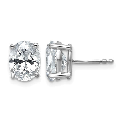 14K Weißgold Ohrstecker mit 3 ct. zertifiziertem Labor-Diamant, oval, Solitär, VS/SI+ G+