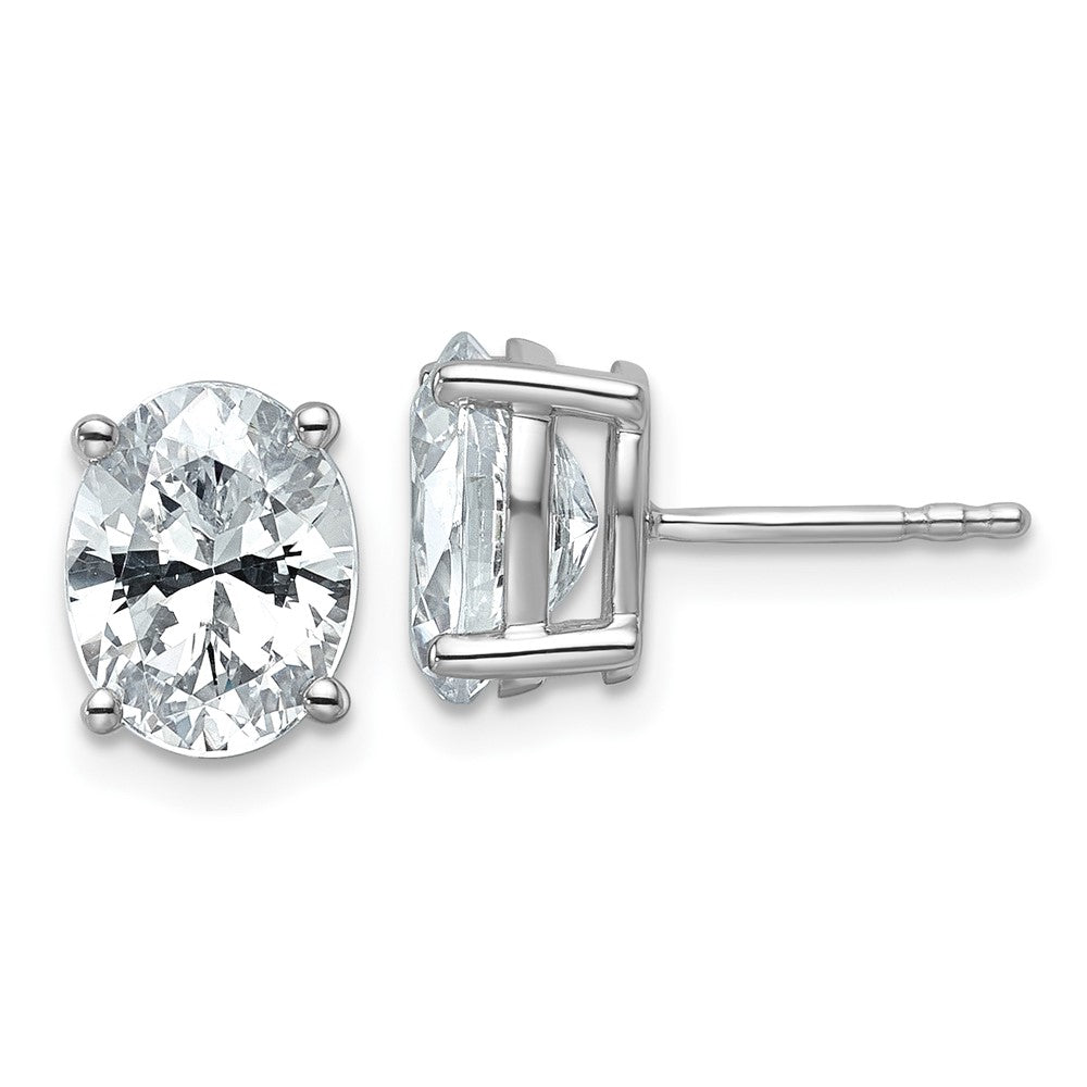 14K Weißgold Ohrstecker mit 3 ct. zertifiziertem Labor-Diamant, oval, Solitär, VS/SI+ G+