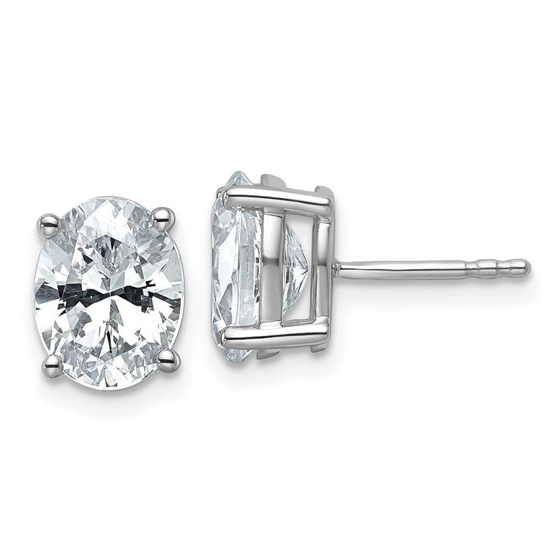 14K Weißgold Ohrstecker mit 3 ct. zertifiziertem Labor-Diamant, oval, Solitär, VS/SI+ G+