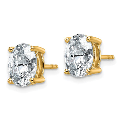 14K Gelbgold Ohrstecker mit 3 ct. im Labor gezüchteten Diamanten, VS/SI+ G+, oval, Solitär, komplett