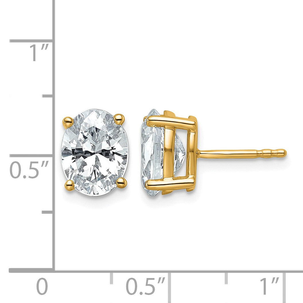 14K Gelbgold Ohrstecker mit 3 ct. im Labor gezüchteten Diamanten, VS/SI+ G+, oval, Solitär, komplett